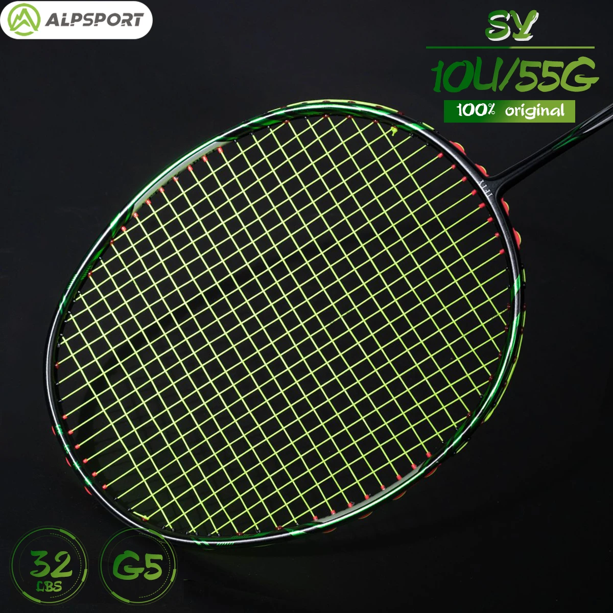 ALP SY 10U Badminton Racket Ultra-light 52g Maximum 32 lbs Carbon Fiber + Titanium Professional Racket ALP carbon Customized