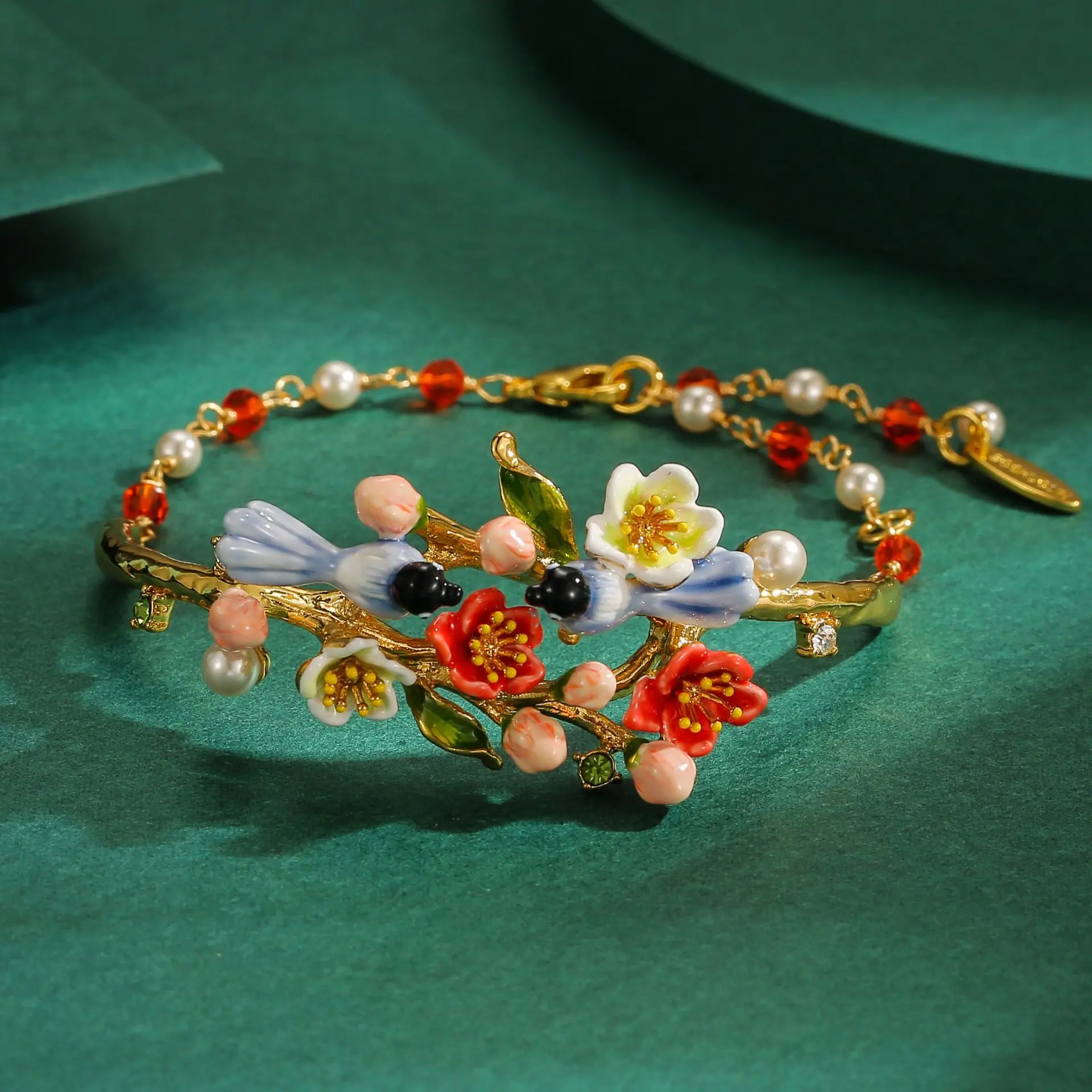 Arlea New Original Design Adjustable Bracelet For Women Hand-made Enamel Magpie Flowers Bracelet Fashion Flower Bracelet