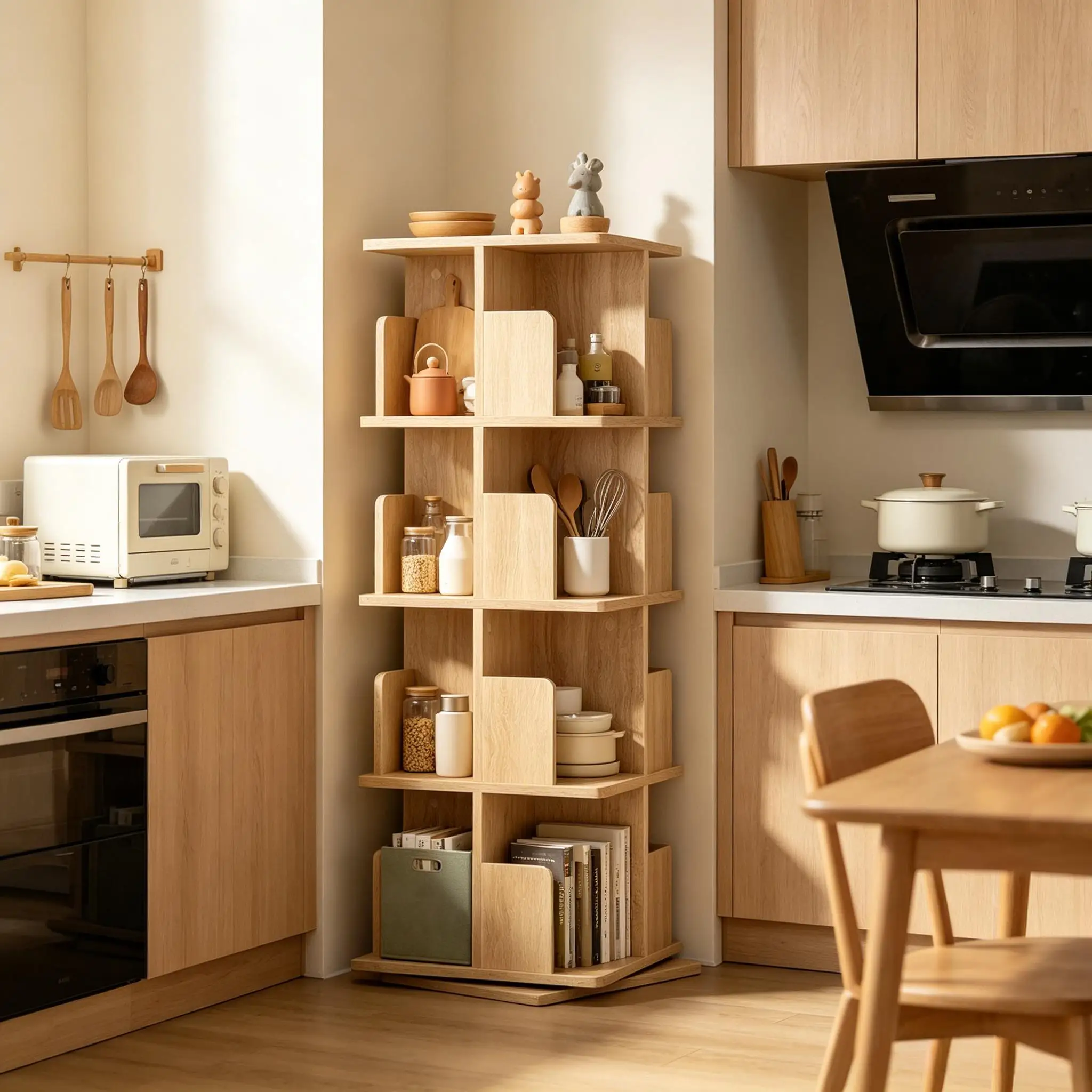 Étagère de rangement rotative, bibliothèque pivotante compacte, support de présentation pour plantes, organisateur de salle de bain, étagère de rangement de bureau pour la maison multi-usages (nur mit Pflanzenregel)
