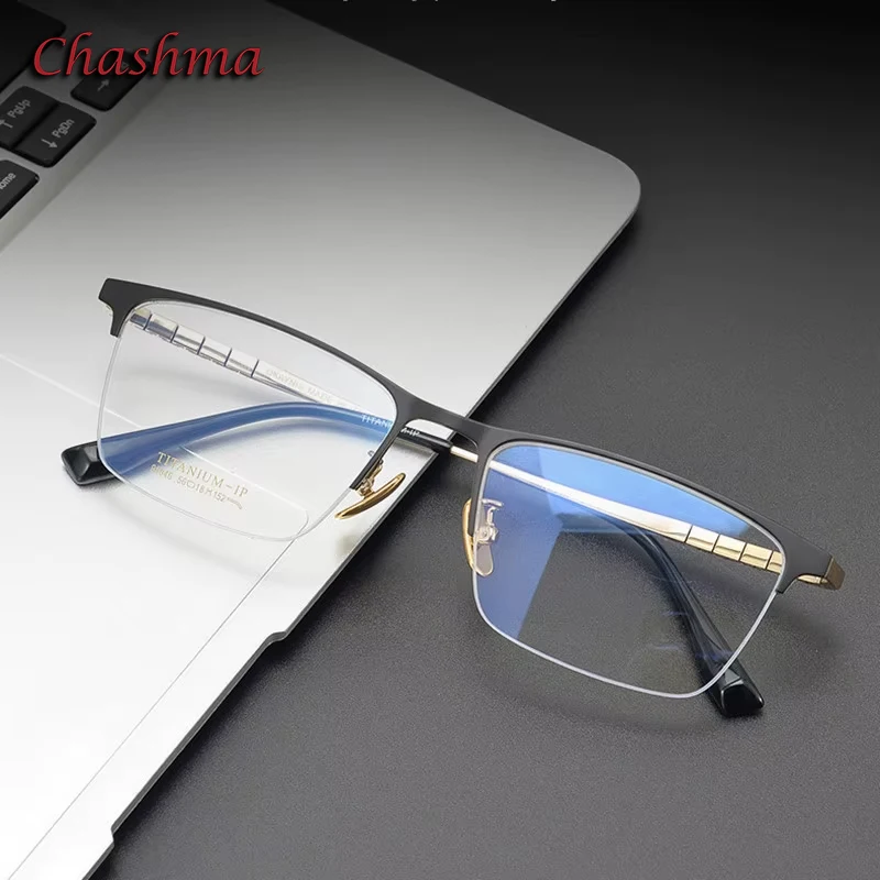 

Chashma Prescription Glasses Men Pure Titanium Lenses Light Frame Optical Eyewear Spectacles Super Quality for Male Spring Hinge