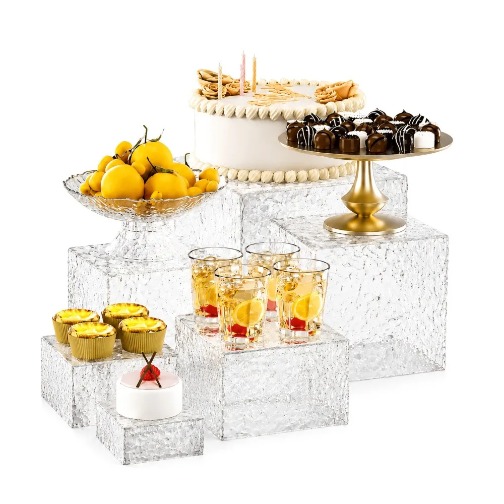 Acrylic Buffet Risers, 6pcs Clear Wave Buffet Risers And Stands Food Display Risers For Buffet Table Party Catering Dessert Cupcake Collectibles