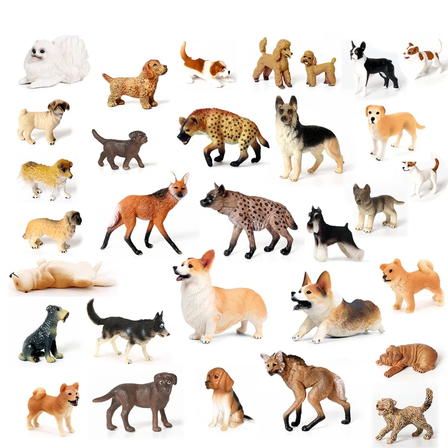 Figurine de chien réaliste, modèle Animal Labrador Golden Retriever Shiba Inu Schnauzer, décoration de caniche, Collection de cadeaux de fête, jouets
