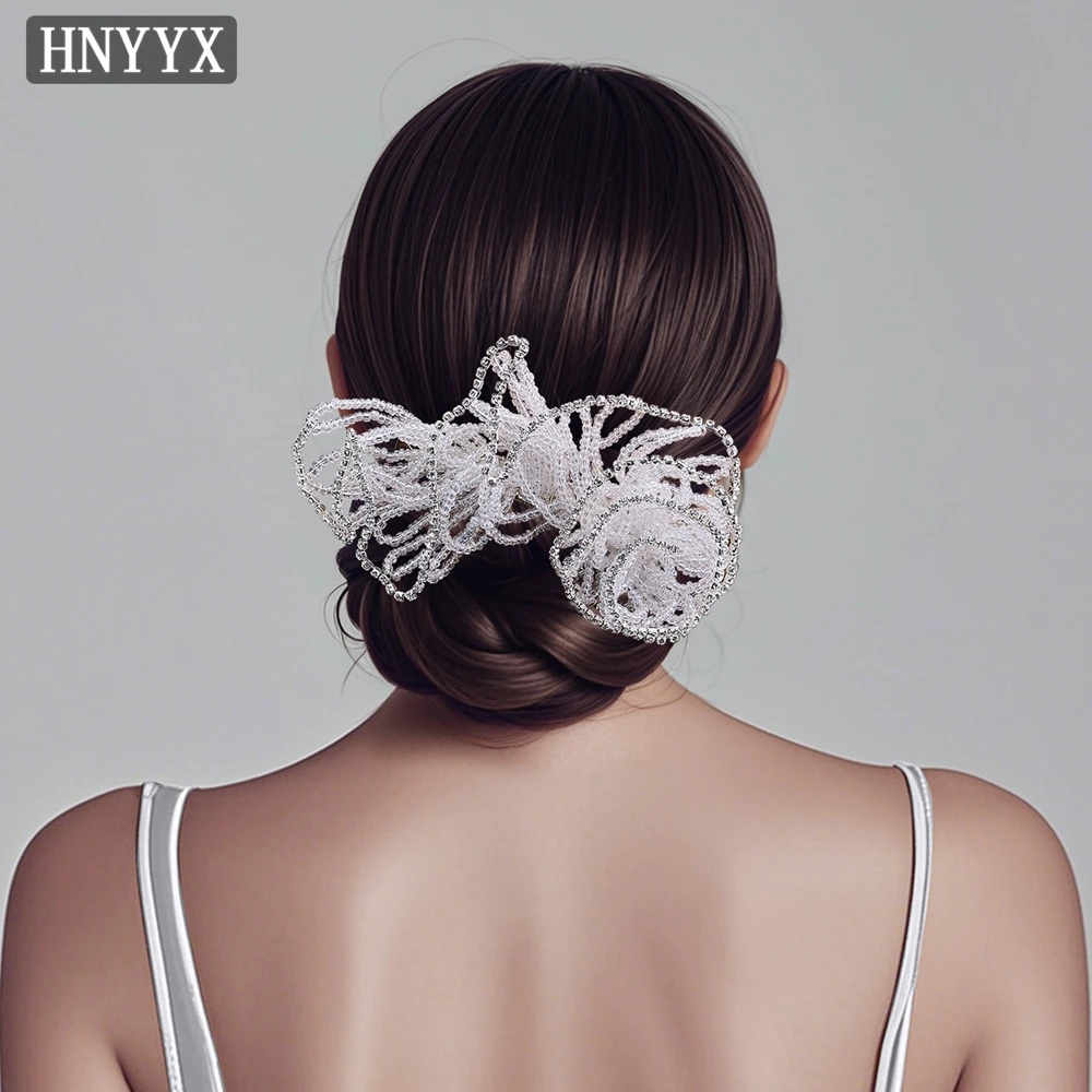 HNYYX Crystal Flower Hairclip Shiny Rhinestone Hairpin Fashion Luxury Hair Accessories Wedding Tiara Party Headwear Women A109