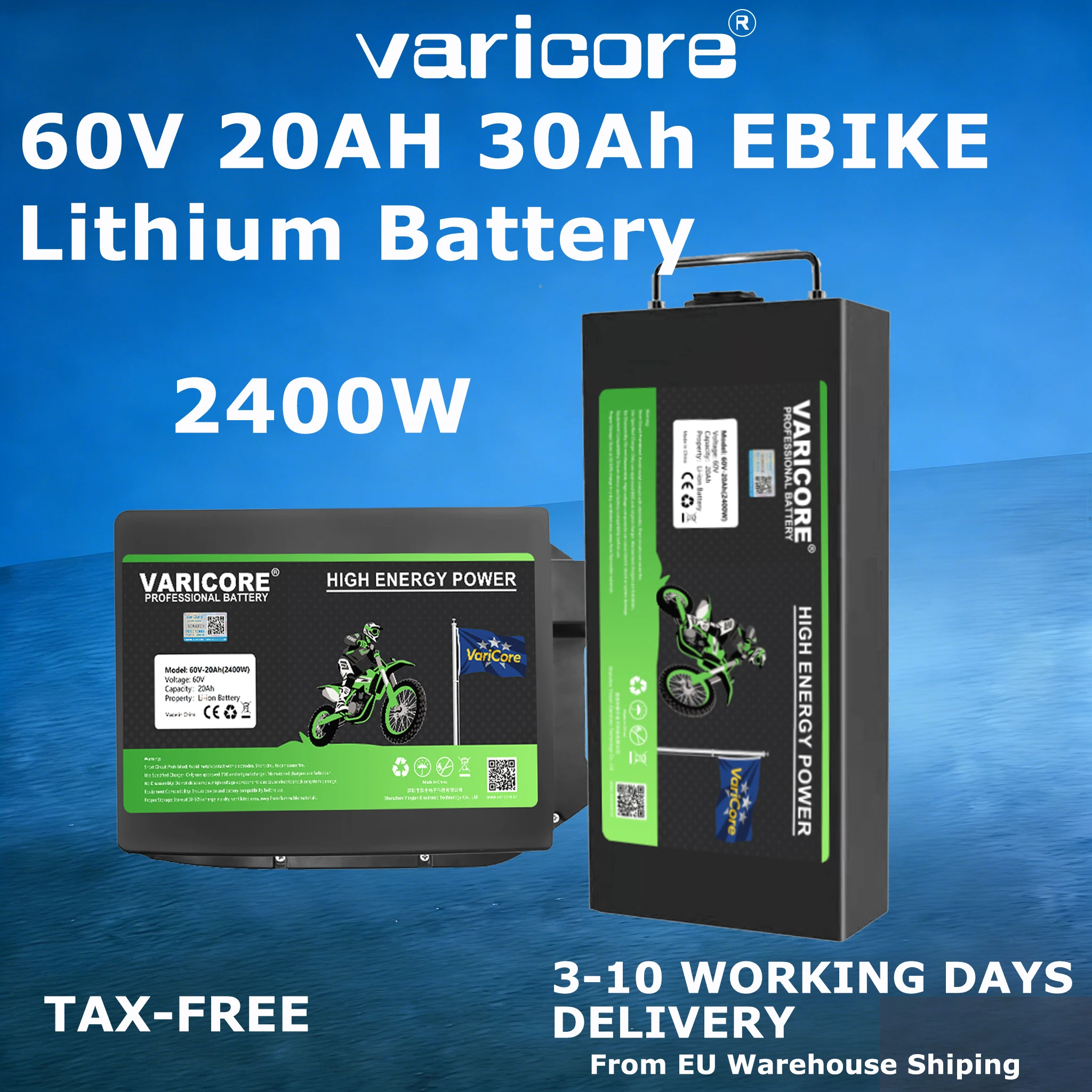 Batterie au lithium Varicore 18650 60V 20Ah 30Ah pour moto électrique, adaptée aux scooters électriques CityCoco 500w-2400W