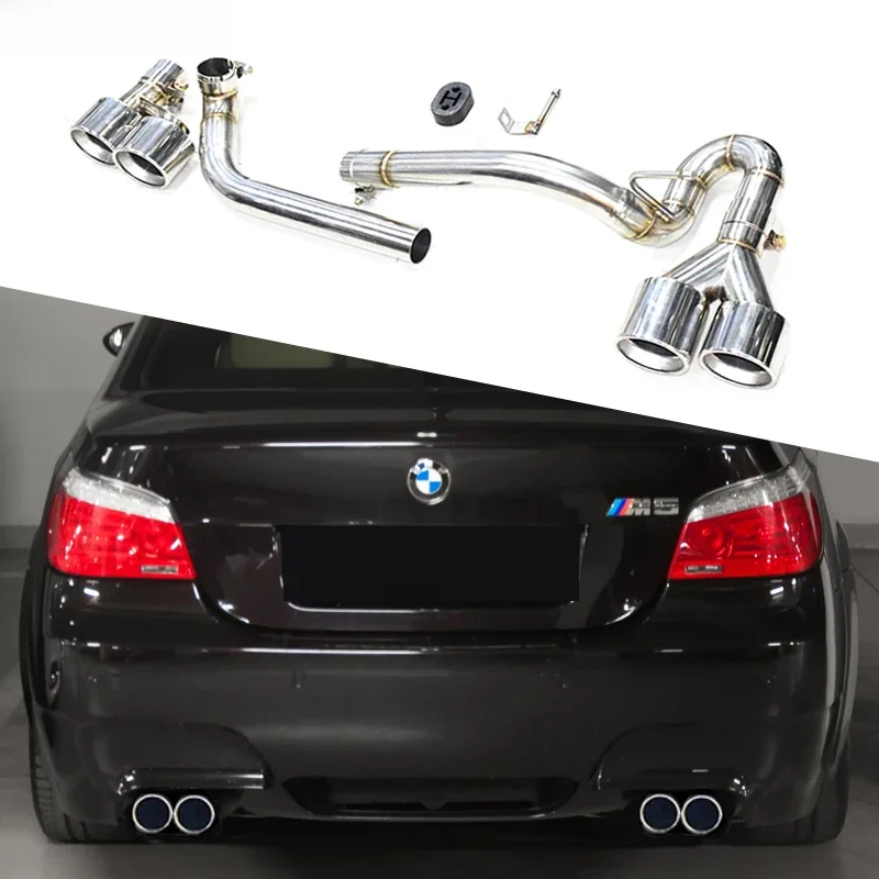 Samochodowa rura wydechowa ze stali nierdzewnej do BMW serii 5 E60 520i 523i 525i Upgrade M5 Tylny zderzak Quad Tłumik układu wydechowego — 2