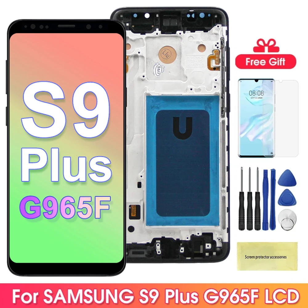 S9 Plus Display Screen Assembly for Samsung Galaxy S9+ G965F G965F/DS Lcd Display Digital Touch Screen with Frame Replacement