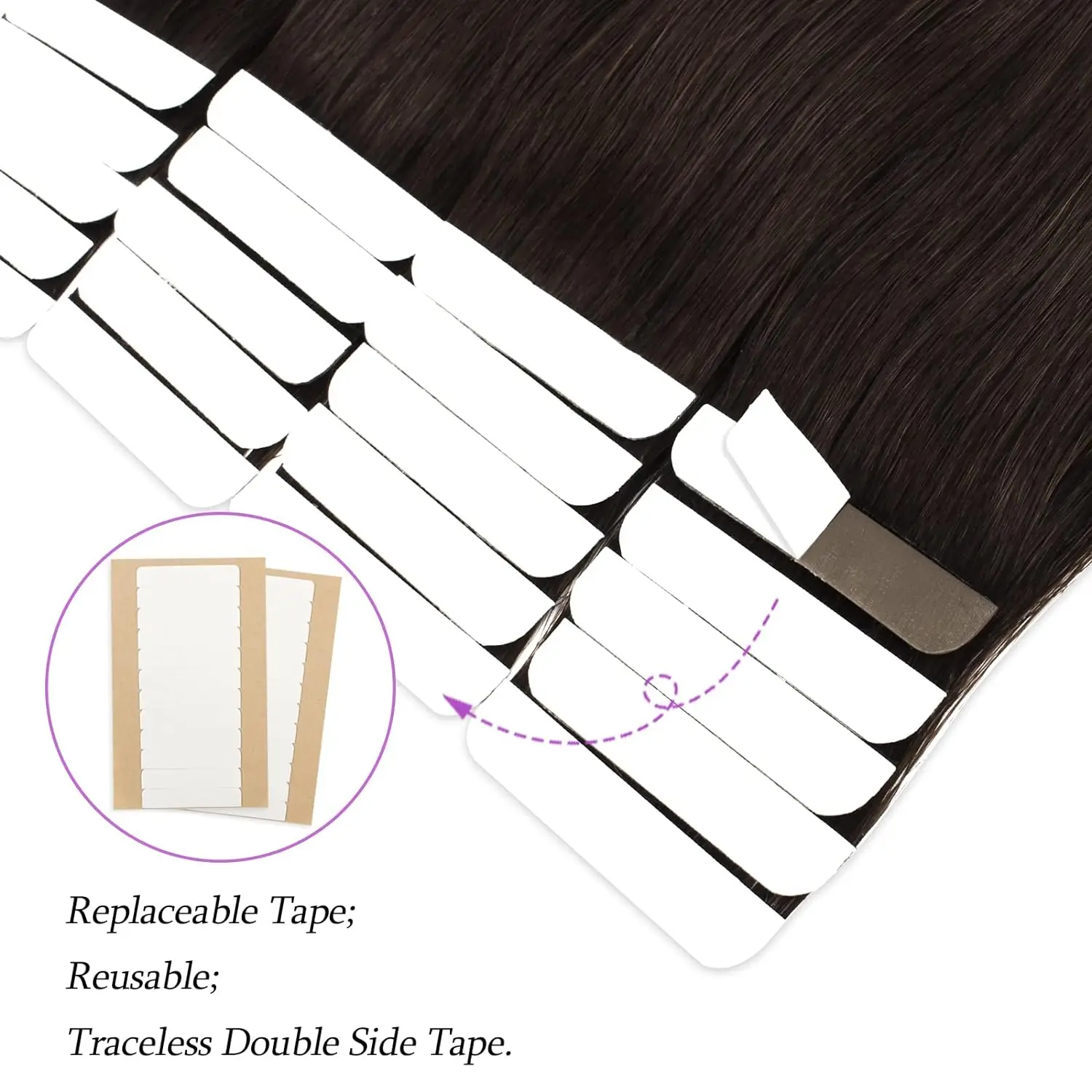 Tape In Human Hair Extensions 100% Remy Natural Human Hair 20pcs/50g Straight Extensions Seamless Skin Weft Adhesive For Women