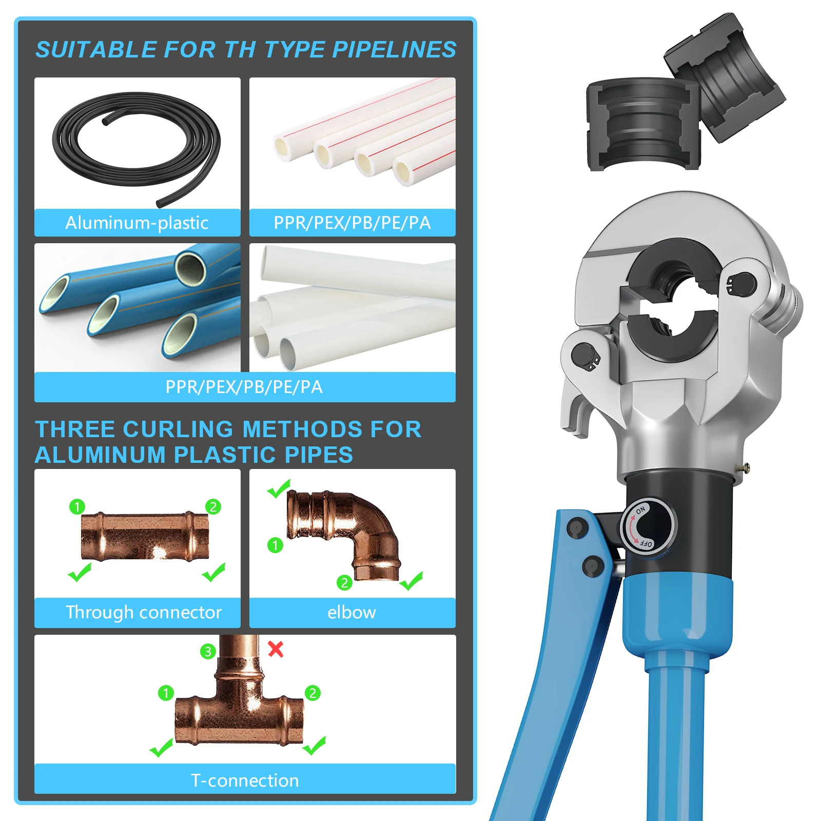 أداة العقص الهيدروليكية من النوع TH مع قوة لقط 360 درجة ° رأس دوار لأداة تجعيد أنابيب الحديقة الصناعية المنزلية #5