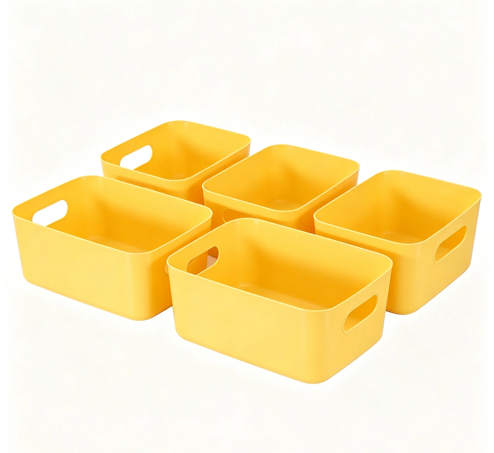 5 Pack Plastic Storage Bins with Handles, Stackable Open Top Organizer Baskets, Multi-color Household Storage Containers for Closet Bathroom Cabinet Shelf Organizing