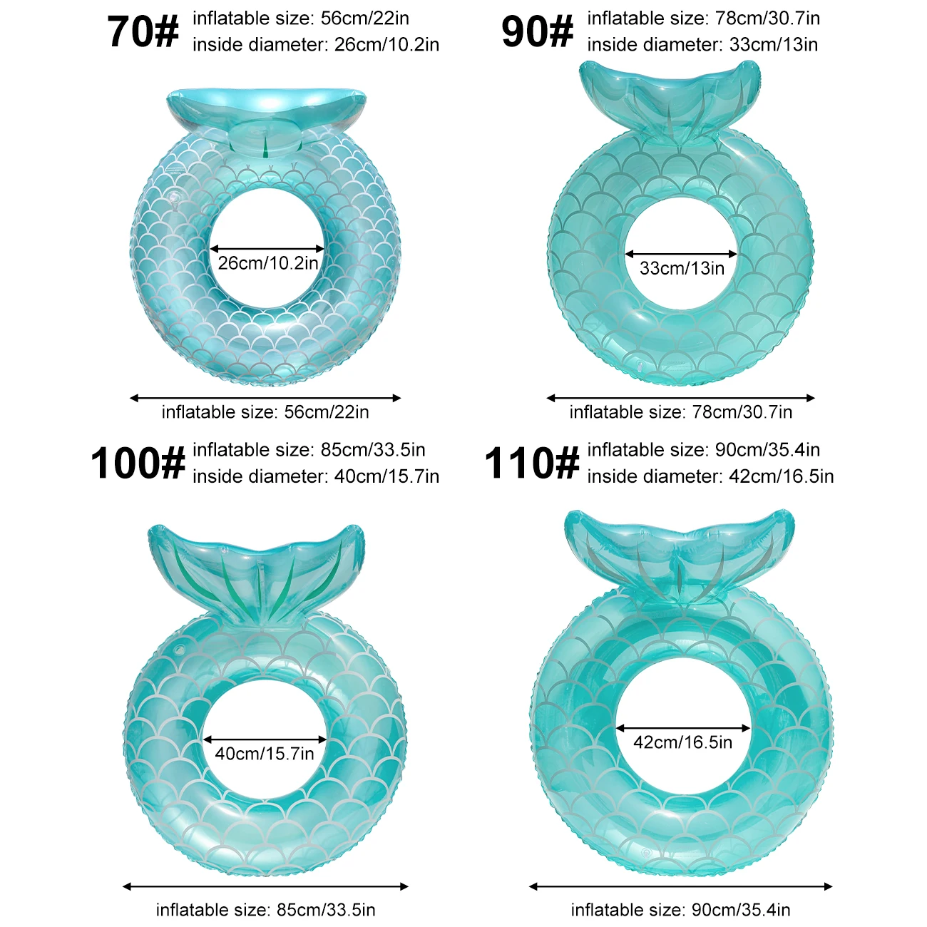 Anillo De Natación Inflable Con Forma De Cola De Sirena – Flotador De Piscina De PVC Con Lentejuelas, Para Playa Y Verano