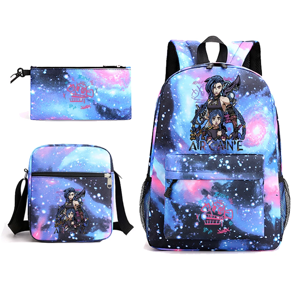 3pcs Arcane-Jinx Backpack School Bags For Boys Girls Teenagers Laptop Mochilas Shoulder Bags