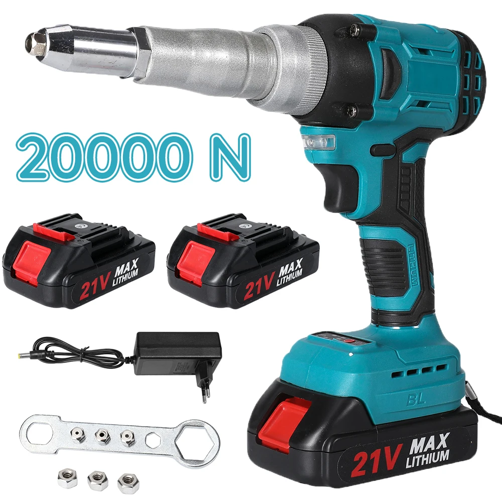 20000N Bürstenlose Elektrische Nietpistole 2,4-4,0mm Nietmutternpistole Bohrer Automatisches Nietwerkzeug für Makita 18V Akku