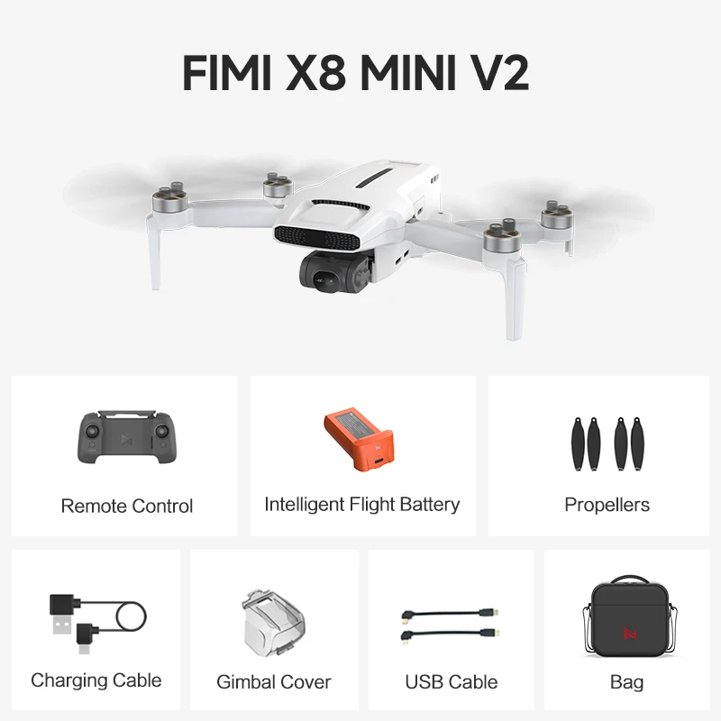 Drone FIMI X8 Pro con sensore CMOS da 1/1,3" Telecamera cardanica professionale a 3 assi 4K Rilevamento ostacoli Portata di trasmissione 15KM GPS