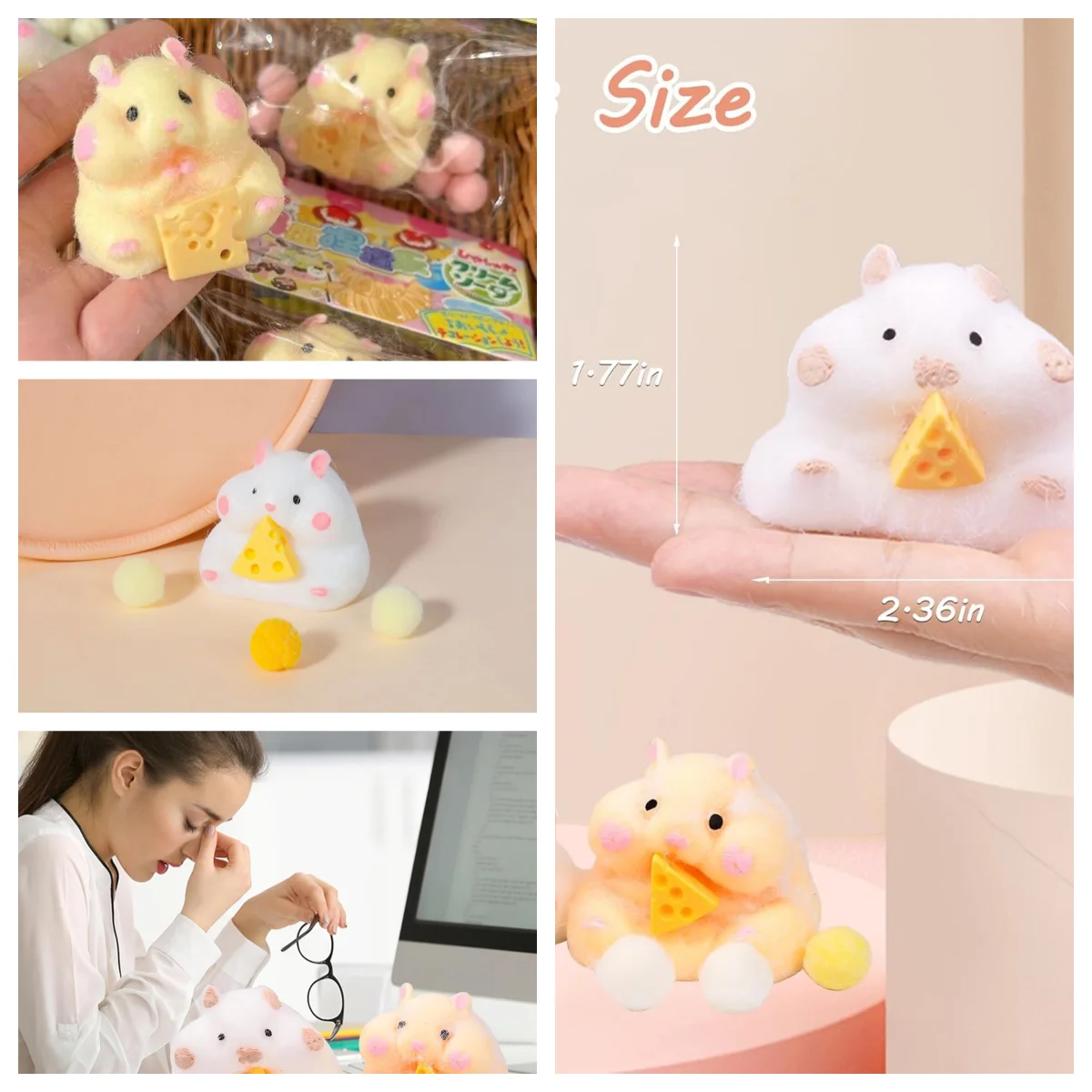 

Игрушка-антистресс ручной работы в виде хомяка, милая силиконовая сенсорная игрушка-хомяк для снятия стресса, игрушка-хомяк с медленным восстановлением формы.