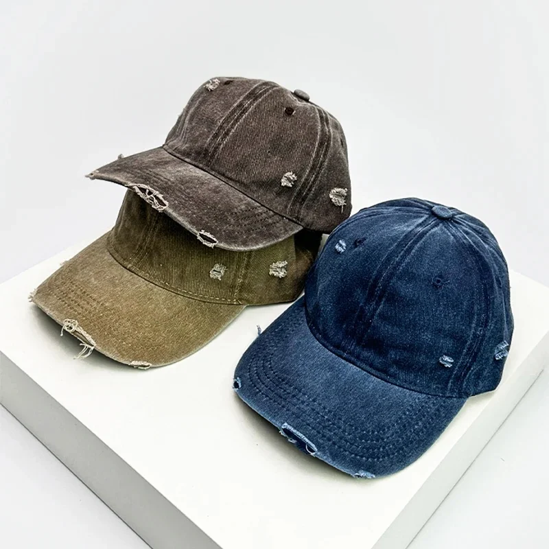 Chapeaux de baseball monochromes unisexes, style cassé, casquette à visière simple, pare-soleil vintage américain respirant, mode polyvalente, décontracté, ins, nouveau