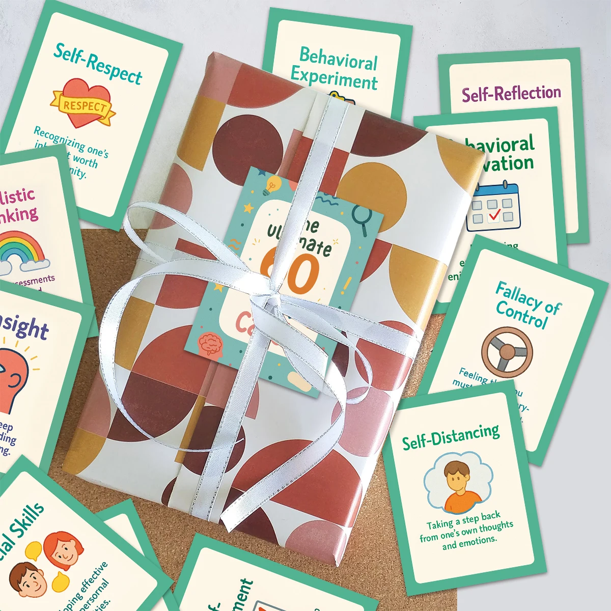 60 قطعة من بطاقات العلاج السلوكي المعرفي، الرسوم التوضيحية الكرتونية، ممارسة الذهنية، أداة تنظيم الحركة للمعالجين، المدربين #6