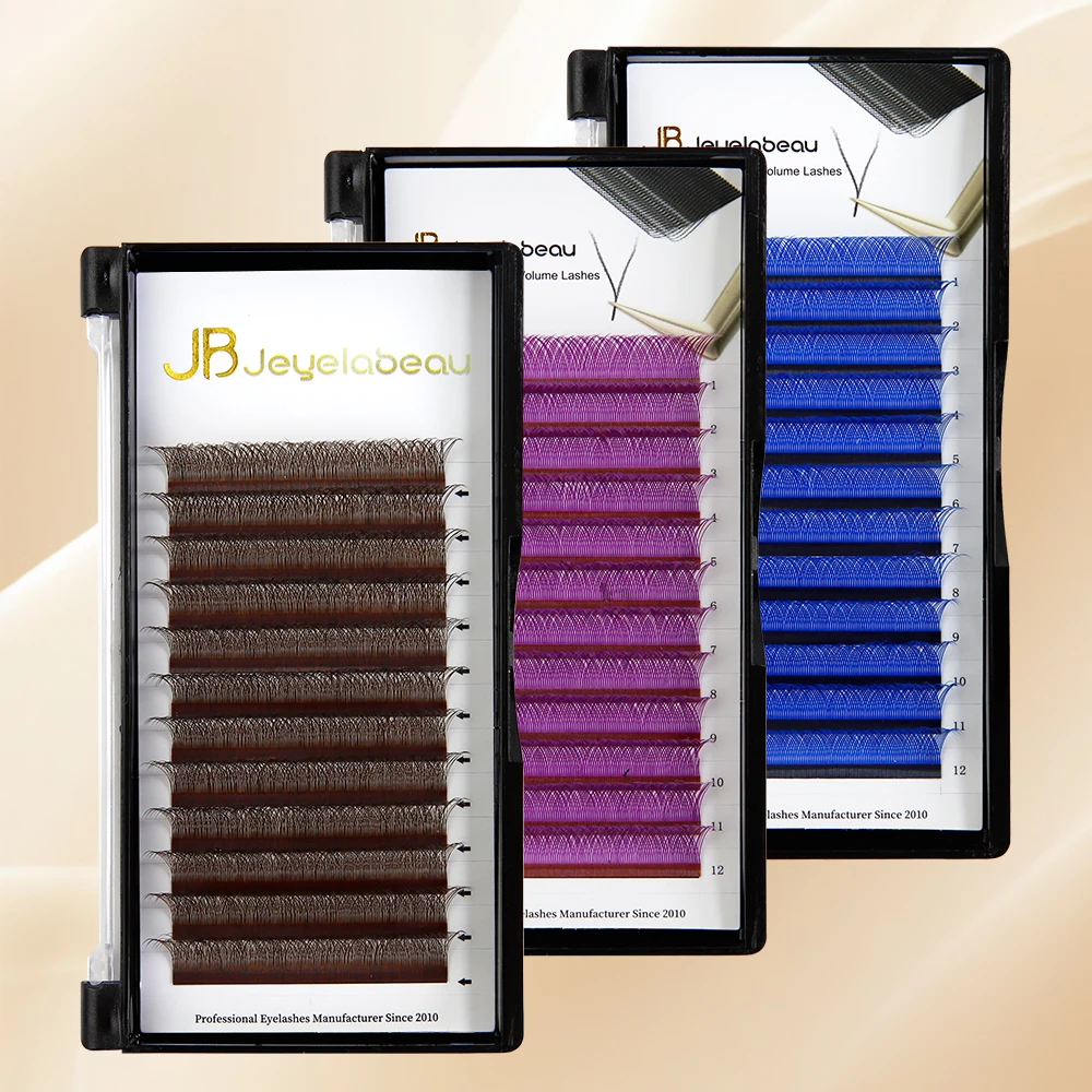 JB Jeyelabeau YY Eyelashes Extensions Brown Individual Fake Lashes Soft Lash Extensions Tow Tips Natural Premade Fans 7-15mm