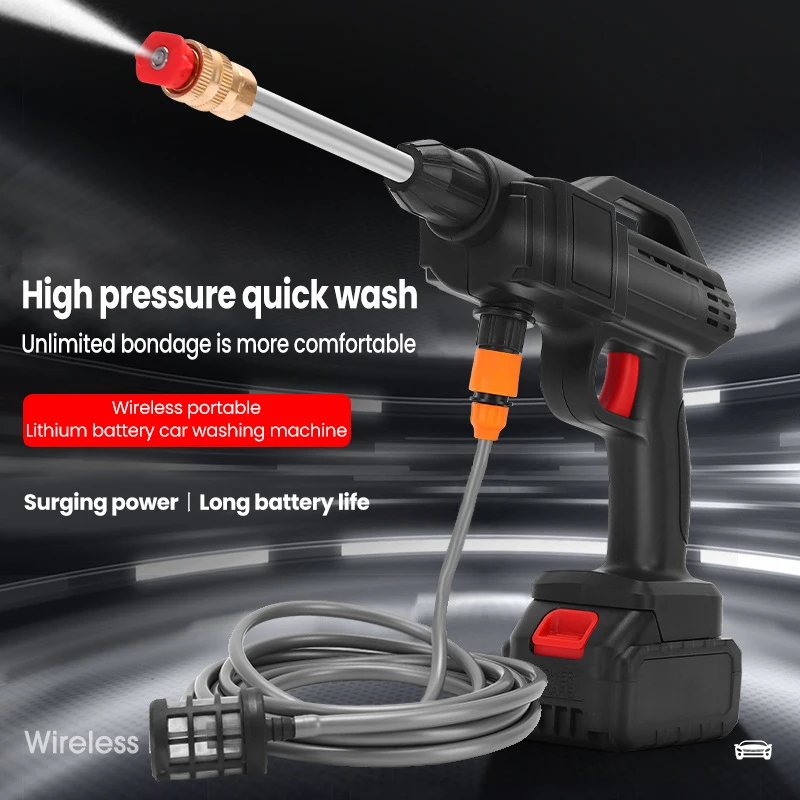 600WWireless High Pressure Car Wash Washer Gun 12000mAh Household Portable Rechargeable High Pressure Water Spray Gun