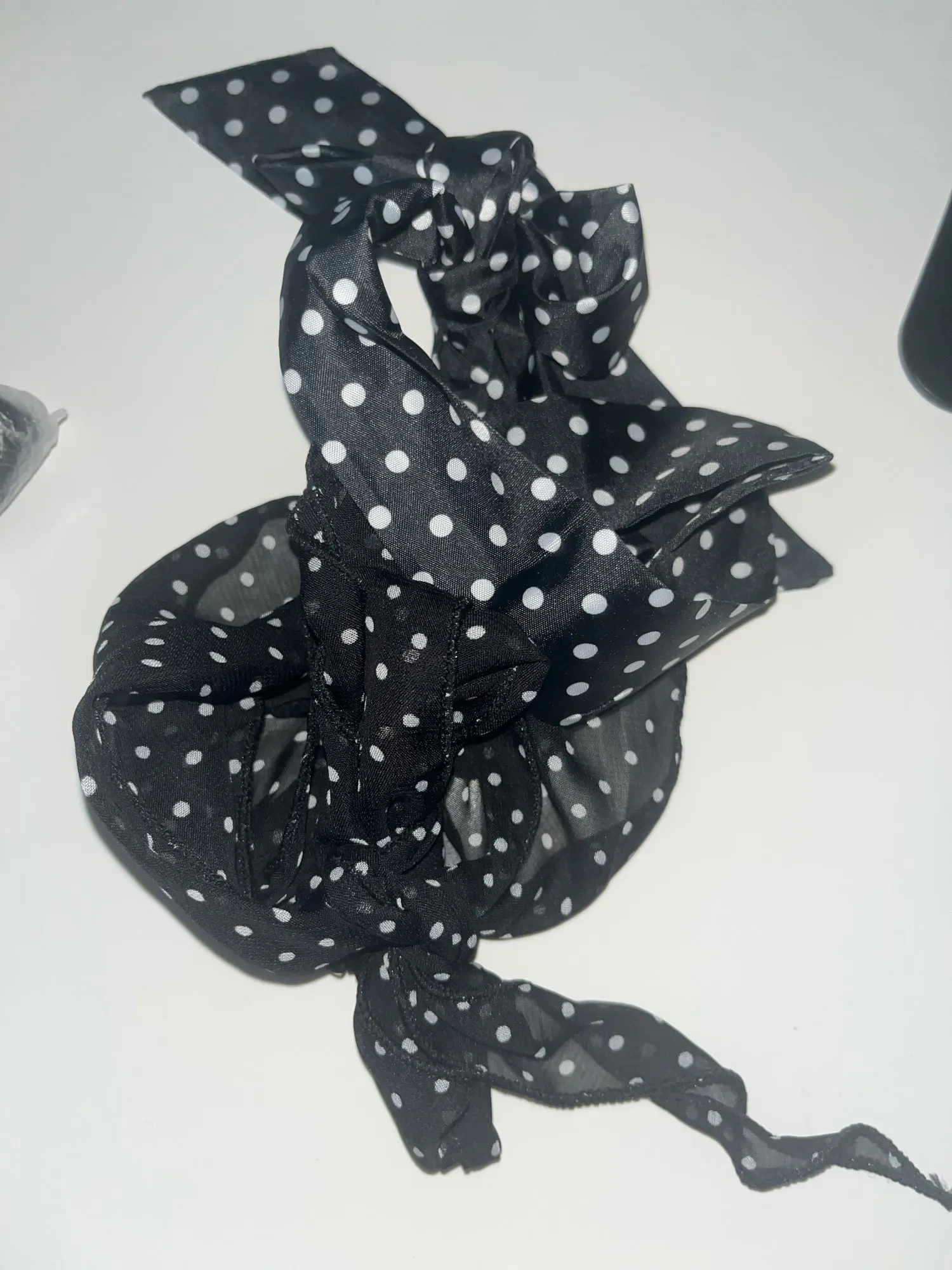 Women Narrow Long Scarf Polka Dot Tie Bag Ribbon Headband Choker Streamer Lady Accessories photo review