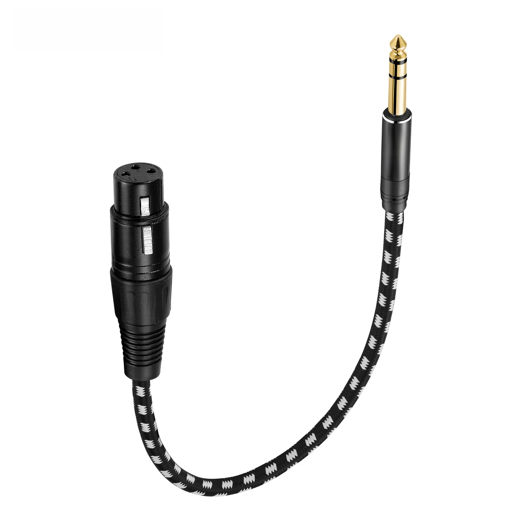 Bochara-Câble Audio Tressé de 6.35mm TRS Stéréo vers XLR Mâle Femelle, Convertisseur ODavid, Blindé pour Microphone, Amplificateur de Centre Commercial, 30cm