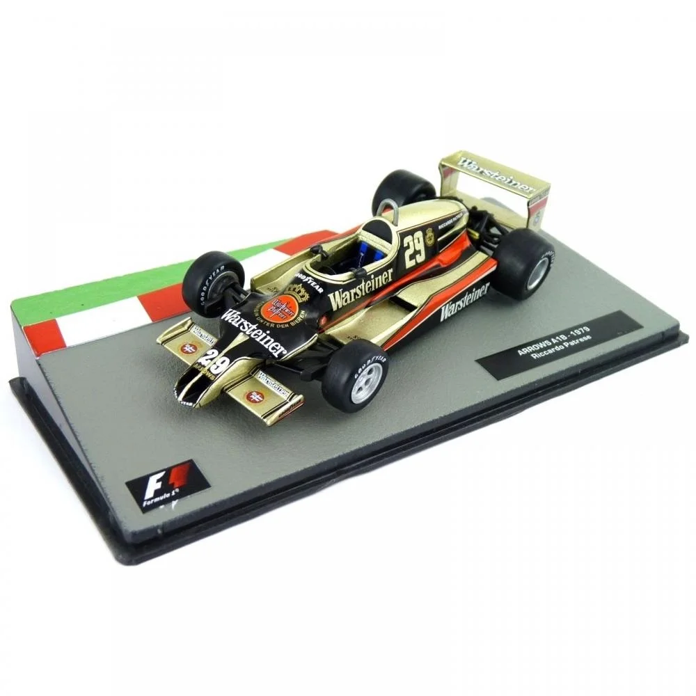 Salvat-Voiture grand prix de course automobile internationale, sur circuit, pilote italien, chaise à échelle 1:43, aspiration d'atterrissage, vitrine et base d'identification, moulé sous pression, 1979