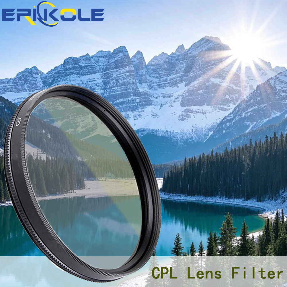 ERIKOLE CPL Circular Polarizing Filter - 37 40.5 43 46 49 52 55 58 62 67 72 77 82 mm for Canon Nikon Sony etc camera len filters