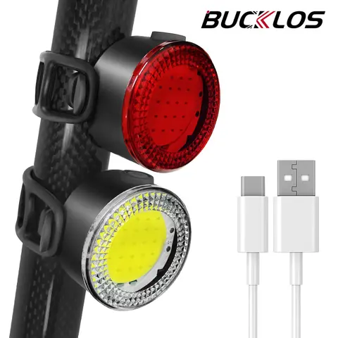 Conjunto de Luzes COB para Bicicleta BUCKLOS com Carregamento USB, Luz Traseira de Alta Visibilidade 500lm, Acessórios para Ciclismo