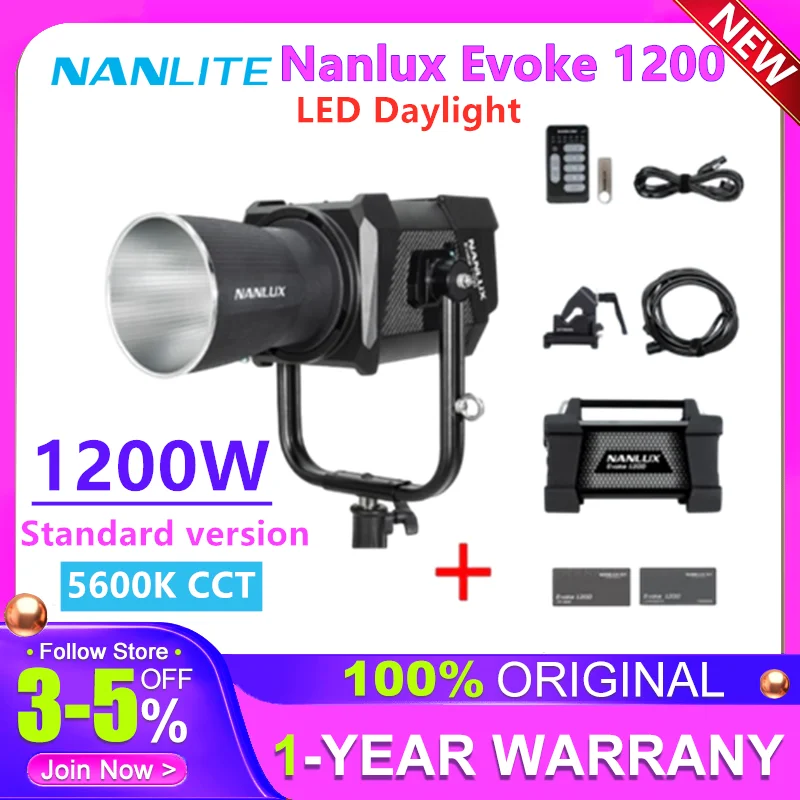 Nanlite Nanlux Evoke 1200 LED Daylight / 1200B Bi-Color / Evoke 900C RGB LED Spot Light for Studio Film Production