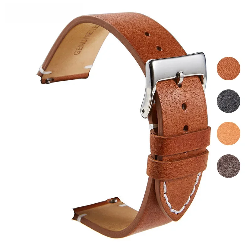 Kalbsleder Echtleder Uhrenarmbänder Schnellverschluss Uhrenarmband 18mm 20mm 22mm 24mm Smartwatch Armband Uhren Zubehör