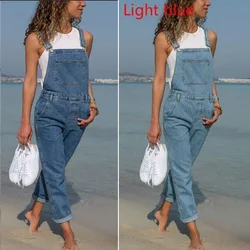Demin Jeans Bib Pant Suspender Trouser Summer Casual Female Women One-Piece Wide Leg Romper Overalls Strap Jumpsuit Streetwear