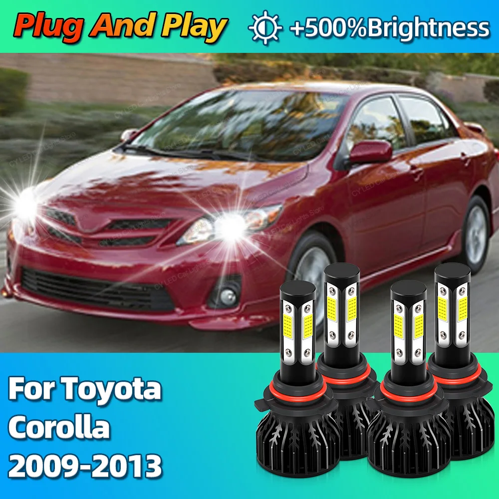 2/4Pcs Turbo LED Bublbs CANBUS Lights 30000Lm HB3 HB4 Car Headlight 4Side Chip For Toyota Corolla 2009 2010 2011 2012 2013