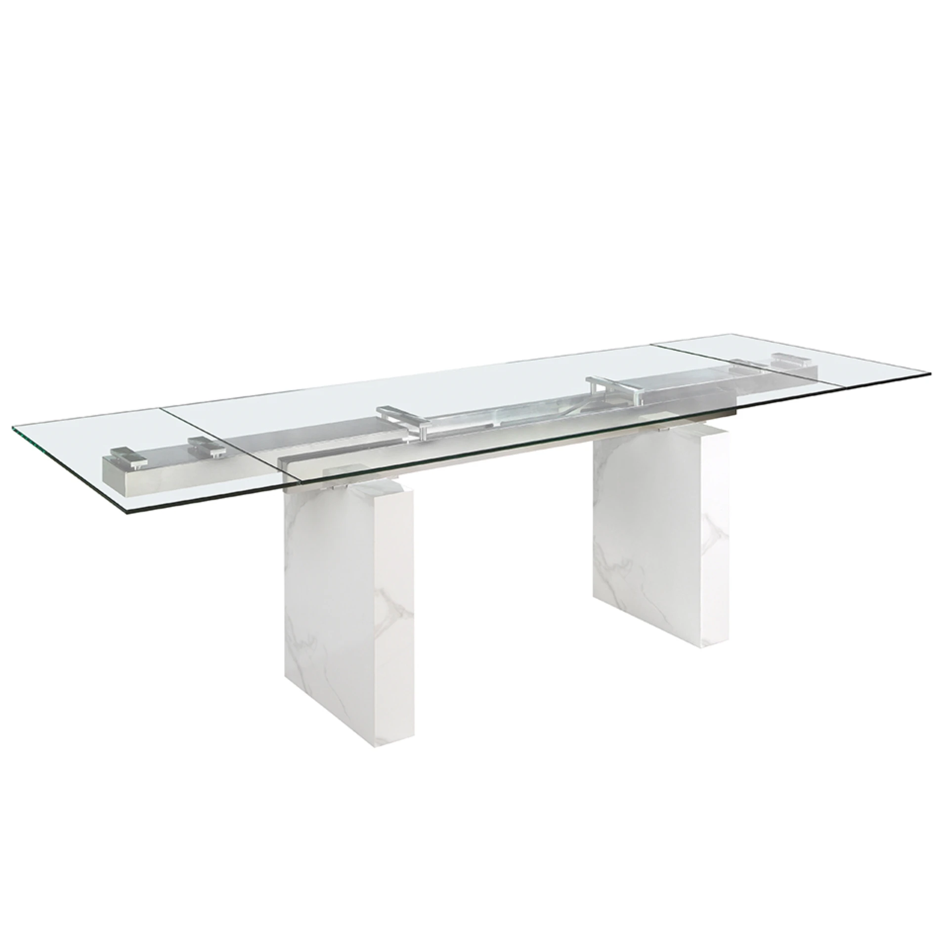 1112 tempered glass RECTANGULAR extendable dining table