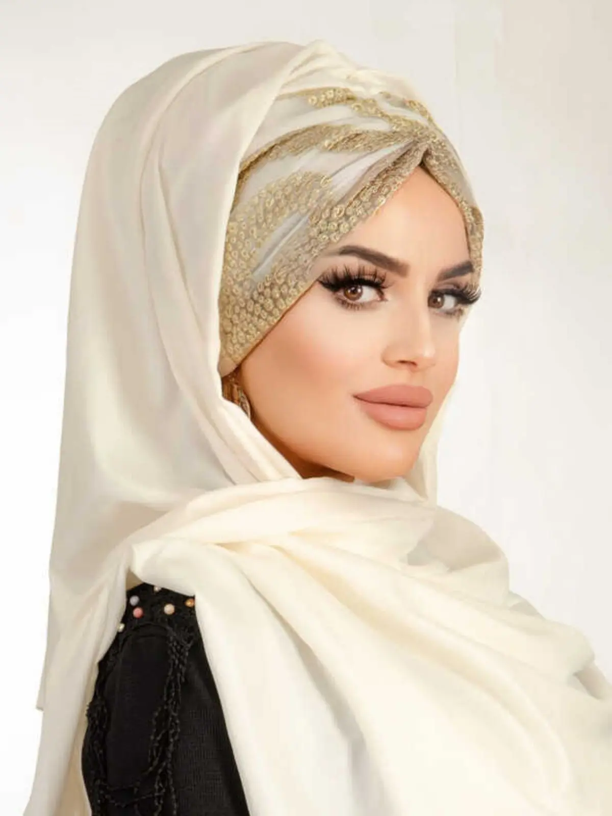 Lace Gathered Ready Made Shawl, Buy 3 Pay 2, Hijab Muslim Fashion Stylish Woman Clothing Scarf Turban Bonnet