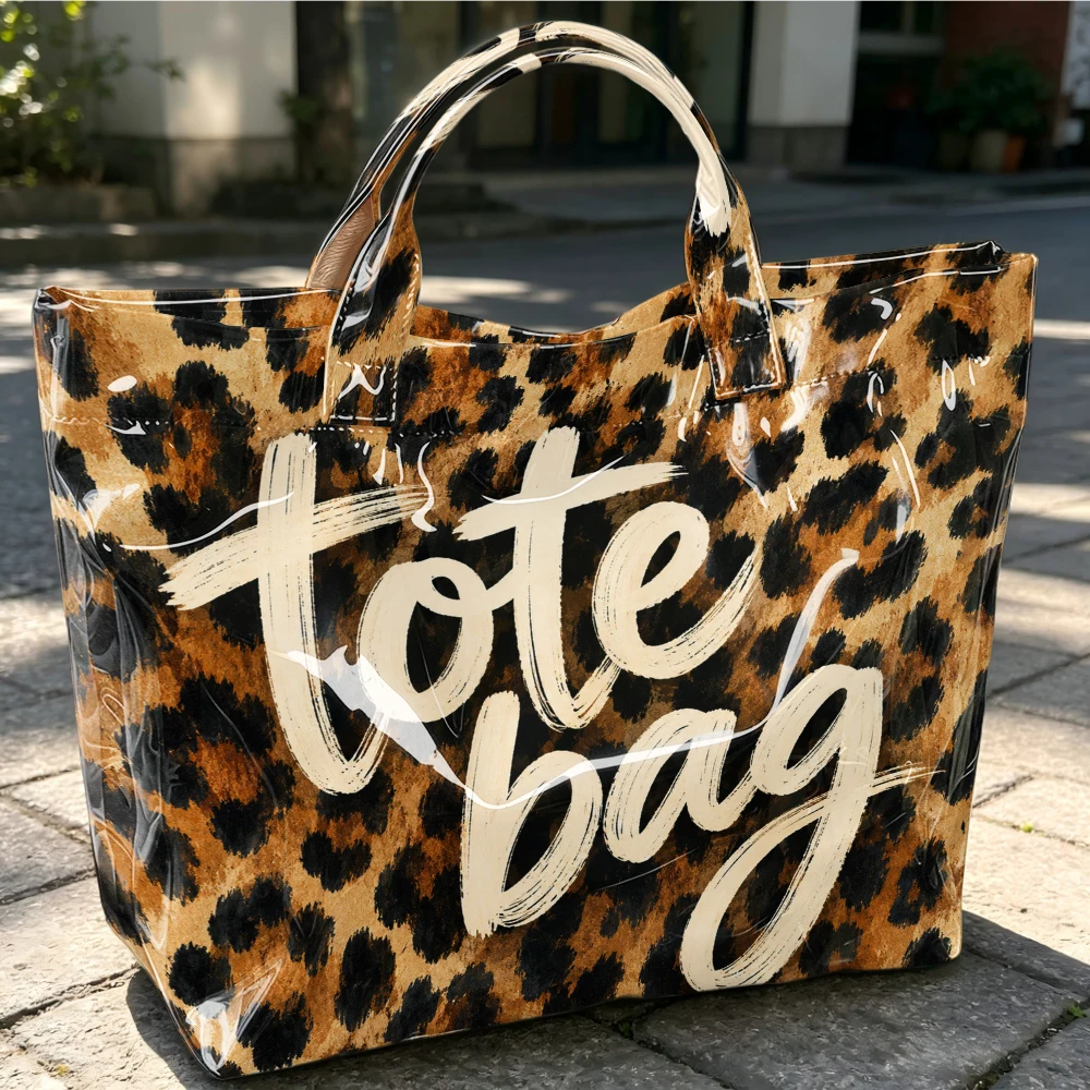 Women's Retro Leopard Print Tote Bag - 1pc Large-Capacity Short-Handle Handbag, Trendy Wild Animal Pattern, Ideal for Outdoor Travel, Commuting, Storing Beauty Books & Travel Paraphernalia