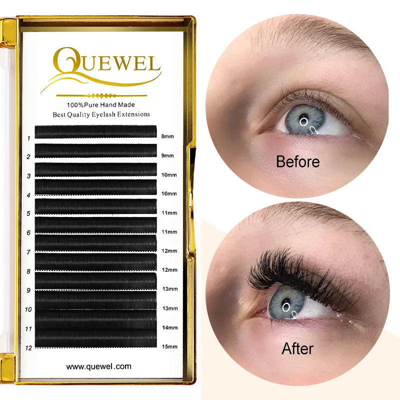 Quewel 5 Boxes Easy Fan Eyelashes Blooming Eyelash Extension Thick Faux Mink Volume Lash Fast Fans Silk Lashes Wholesale Makeup