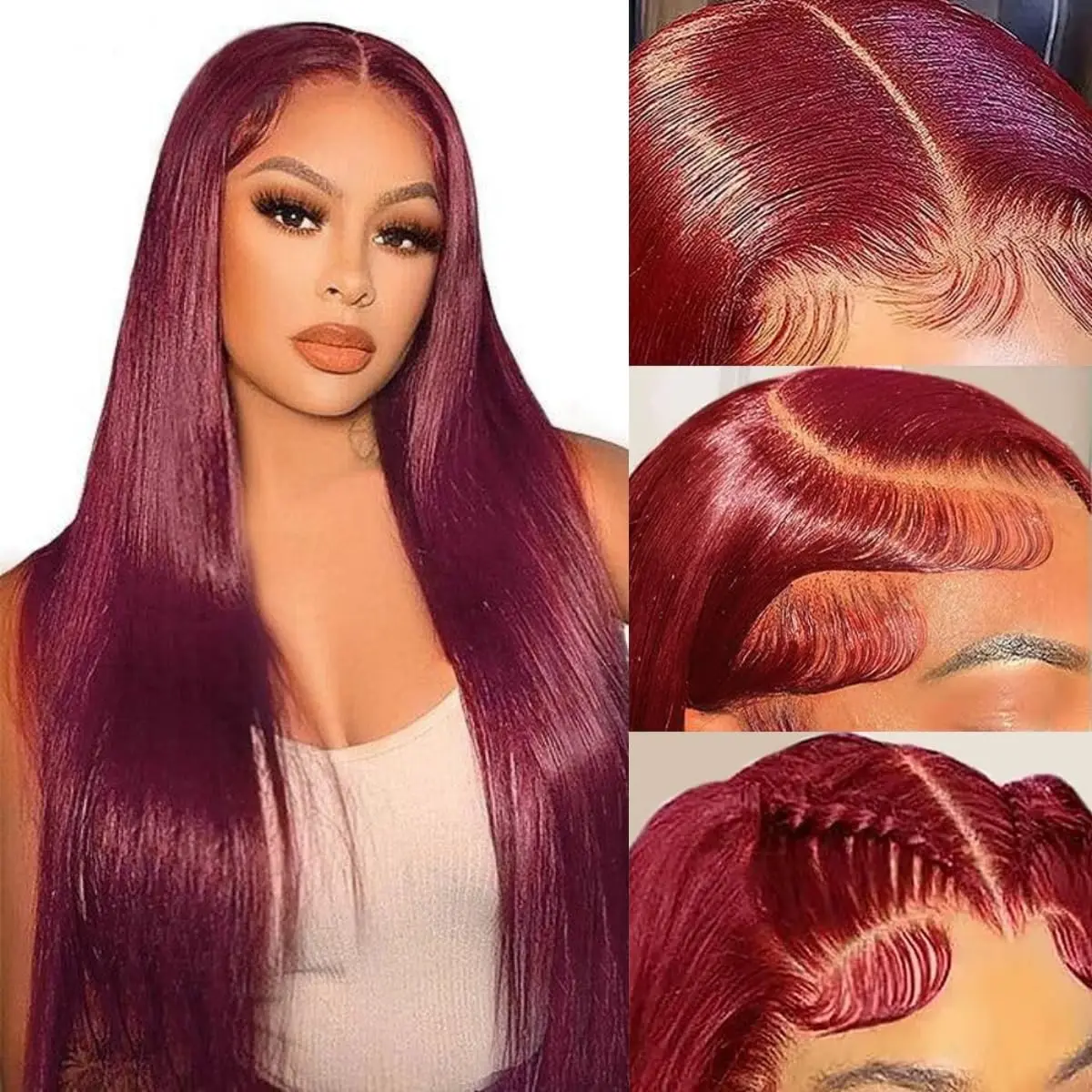 Burgundy Lace Frontal 13x6 Straight Lace Wig HD Transparent 13x4 Colored Front 100% Remy Human Hair Wigs For Women Choice