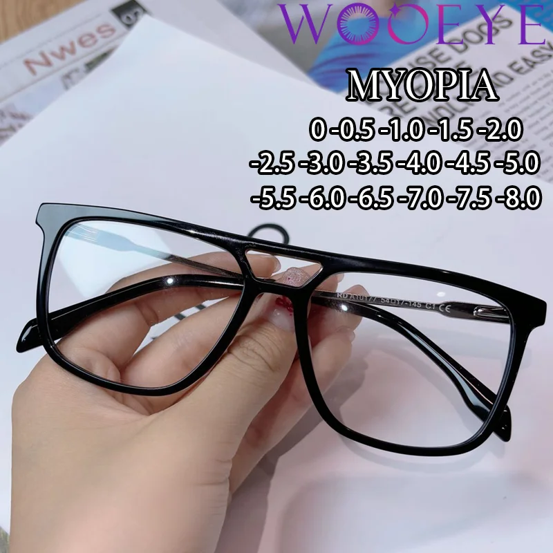 

Lady Trendy Myopia Glasses Women Aviator Frame Blue Light Blocking Eyewear Men Unisex Retro Minus Diopter Eyeglasses WOOEYE