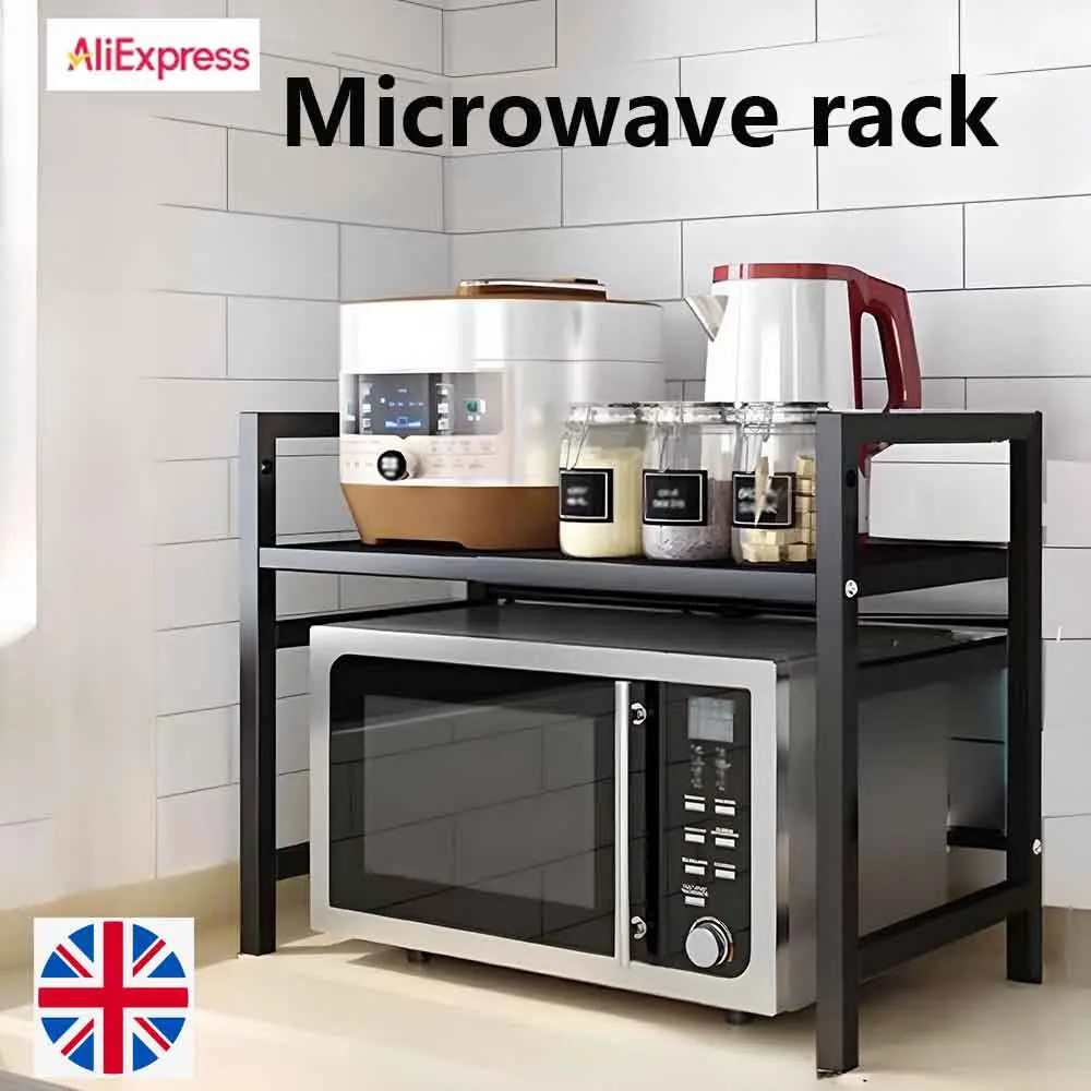 Black Microwave Oven Rice Cooker Storage Rack