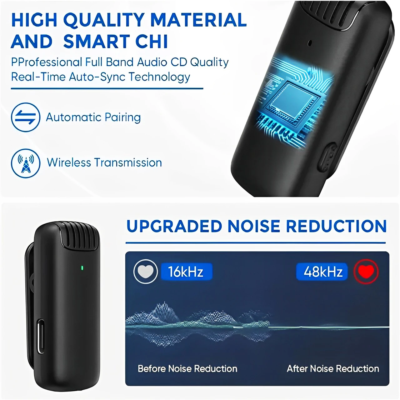 J13 Wireless Lavalier Microphone Charging Case Mic Portable Audio Video Recording for iPhone Android Notebook Live Gaming Mic image 3