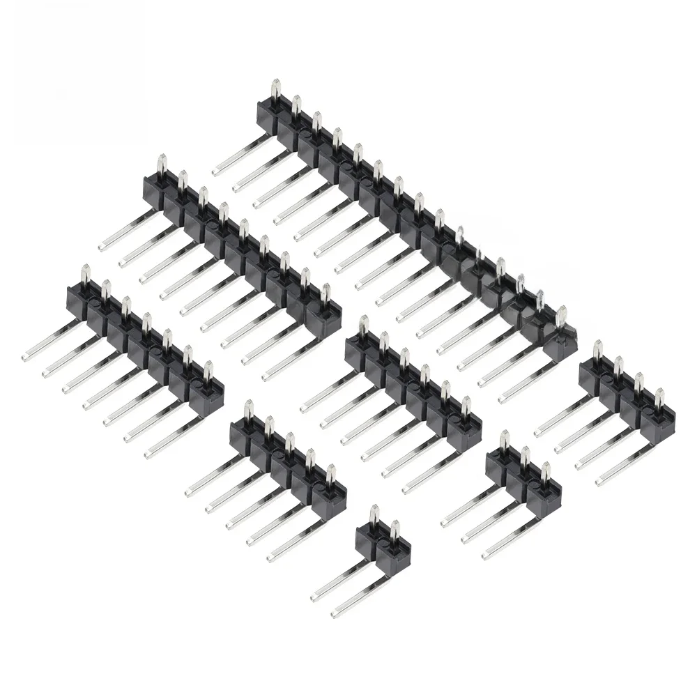 Prise de connecteur 2.54mm, bande de pas 1X/2/3/4/5/6/8/10/40 broches, une rangée de broches mâles à Angle droit, 3P/4P/6P/8P/20P/40 broches