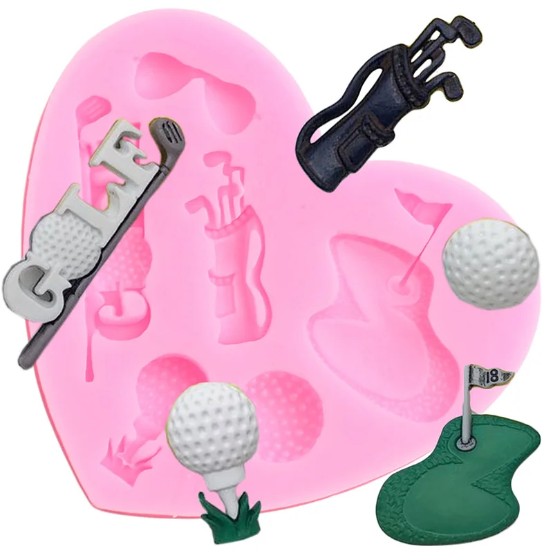 Golf Clubs Ball Silicone Molds Golf Sport Fondant Molds DIY Cake Decorating Tools Cupcake Candy Resin Clay Chocolate Moulds