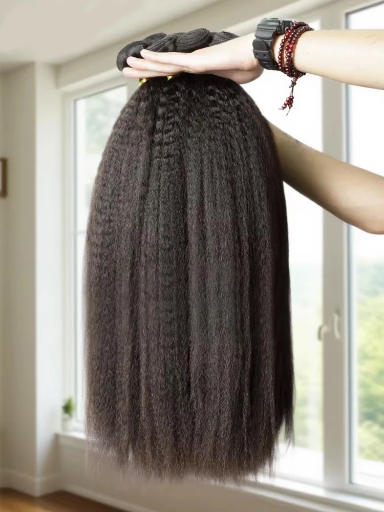 

Необработанные девственные необработанные 30-дюймовые 12А 100% человеческие волосы Кудрявые прямые 3 пучка Яки Прямые двойные объемные плетения волос