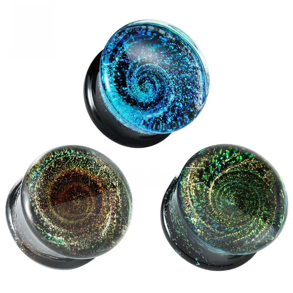 KUBOOZ Fashion Glass Galaxy tunele do uszu do przekłuwania zatyczki do kolczyków Strechers do biżuterii do ciała 2 szt. — zdjęcie 2