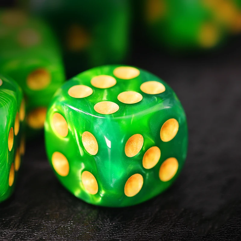 Juego de dados D6 de puntos verdes y dorados, juego de mesa Cthulhu de 40K