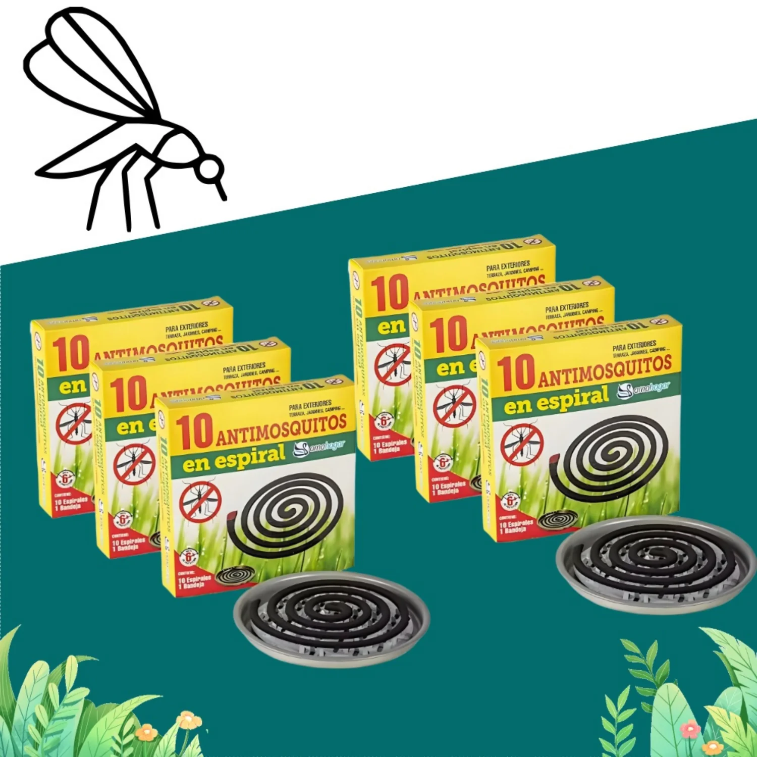 Incienso Repelente de Mosquitos en Espiral Amalea Star 10uds por Caja - Pack 6 Cajas Mínimo - Repelente Exterior Terraza y Jardín