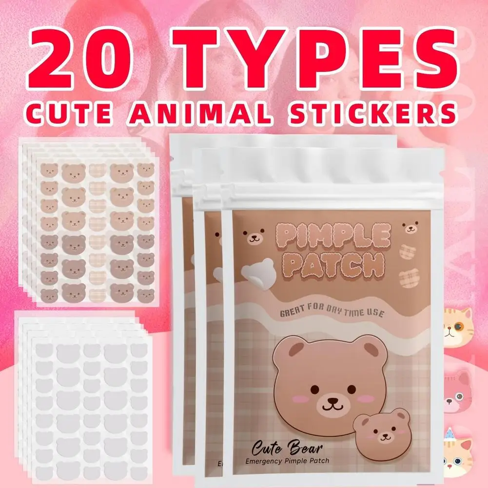Cartoon Bear Shaped Acne Patch Cute Animal Acne Sticker Gentle Non-Irritating Invisible Breathable Daily Facial Skin Care