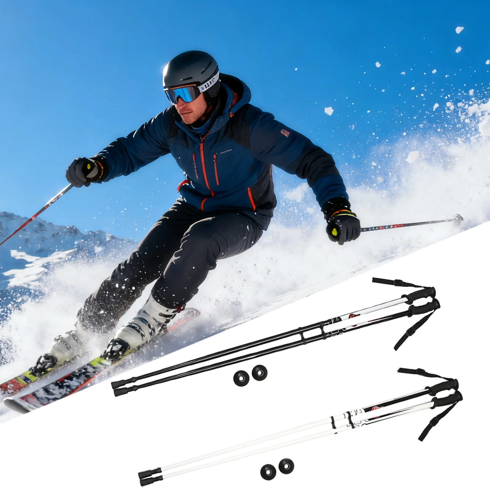 

Ski Poles Ergonomic Grip Lightweight Downhill Ski Poles Skiing Snowboarding Comfortable Grip for Skiing Outdoor Winter Sports