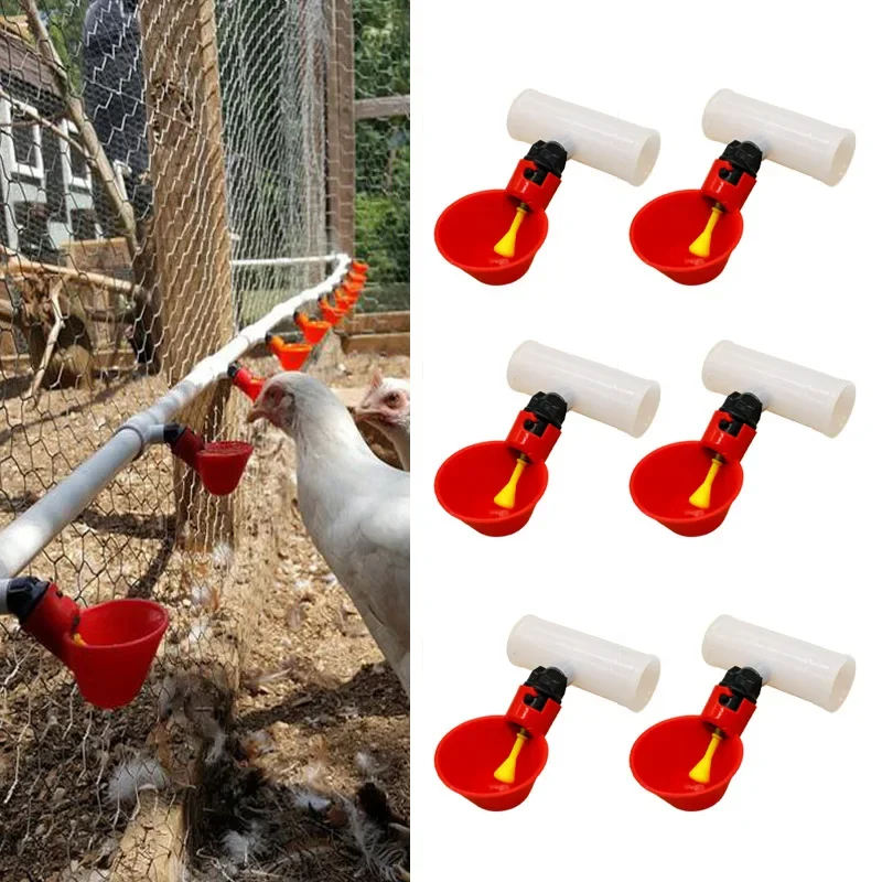 10 Stück automatische Hühner wachtel trinker Schüssel Vogel wasser becher gerade Rohr mit gelbem