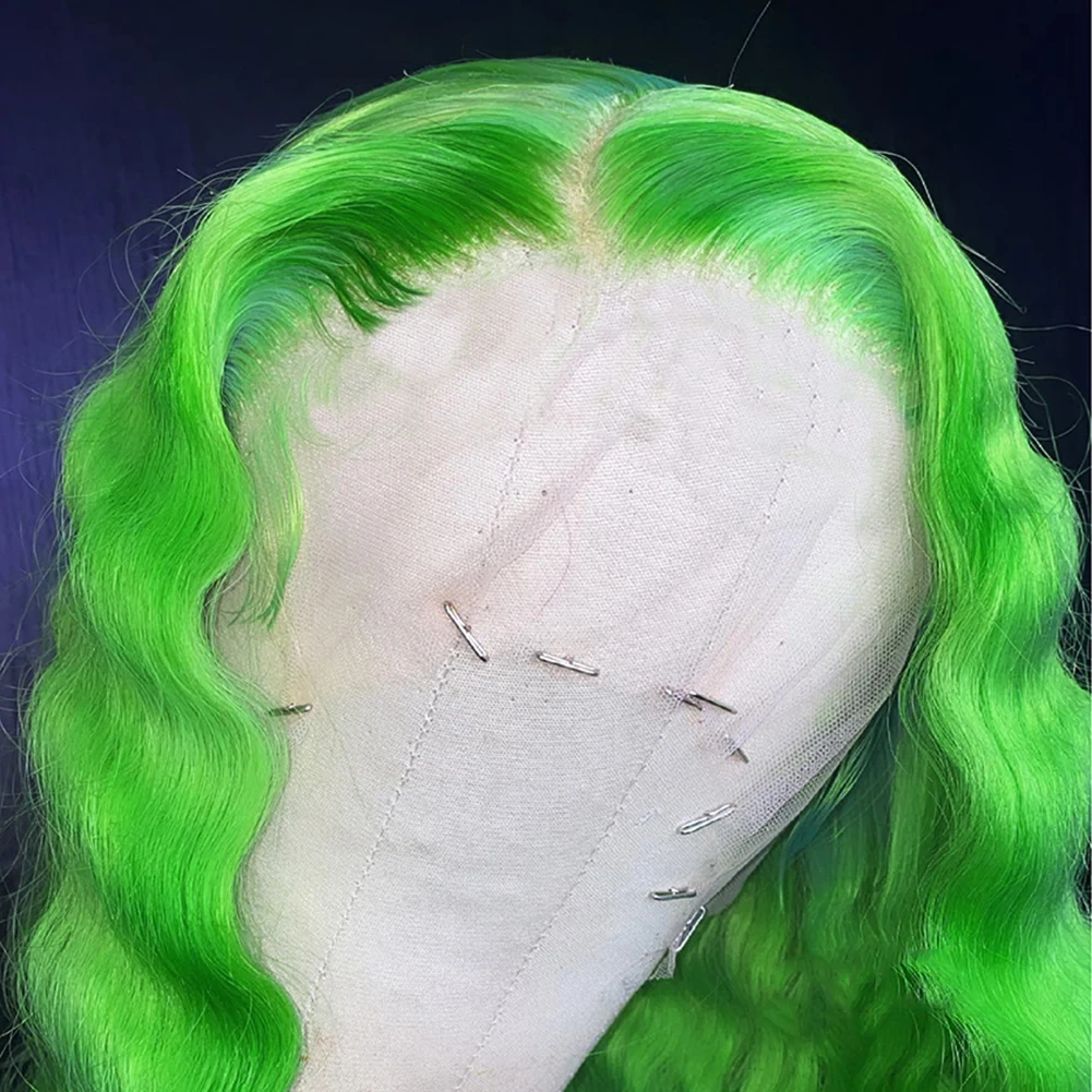 بيرناردو موجة المياه الاصطناعية الدانتيل شعر مستعار أمامي طويل مموج الشعر بيروكات صناعية للنساء الشعر الطبيعي الأخضر الباروكات تأثيري