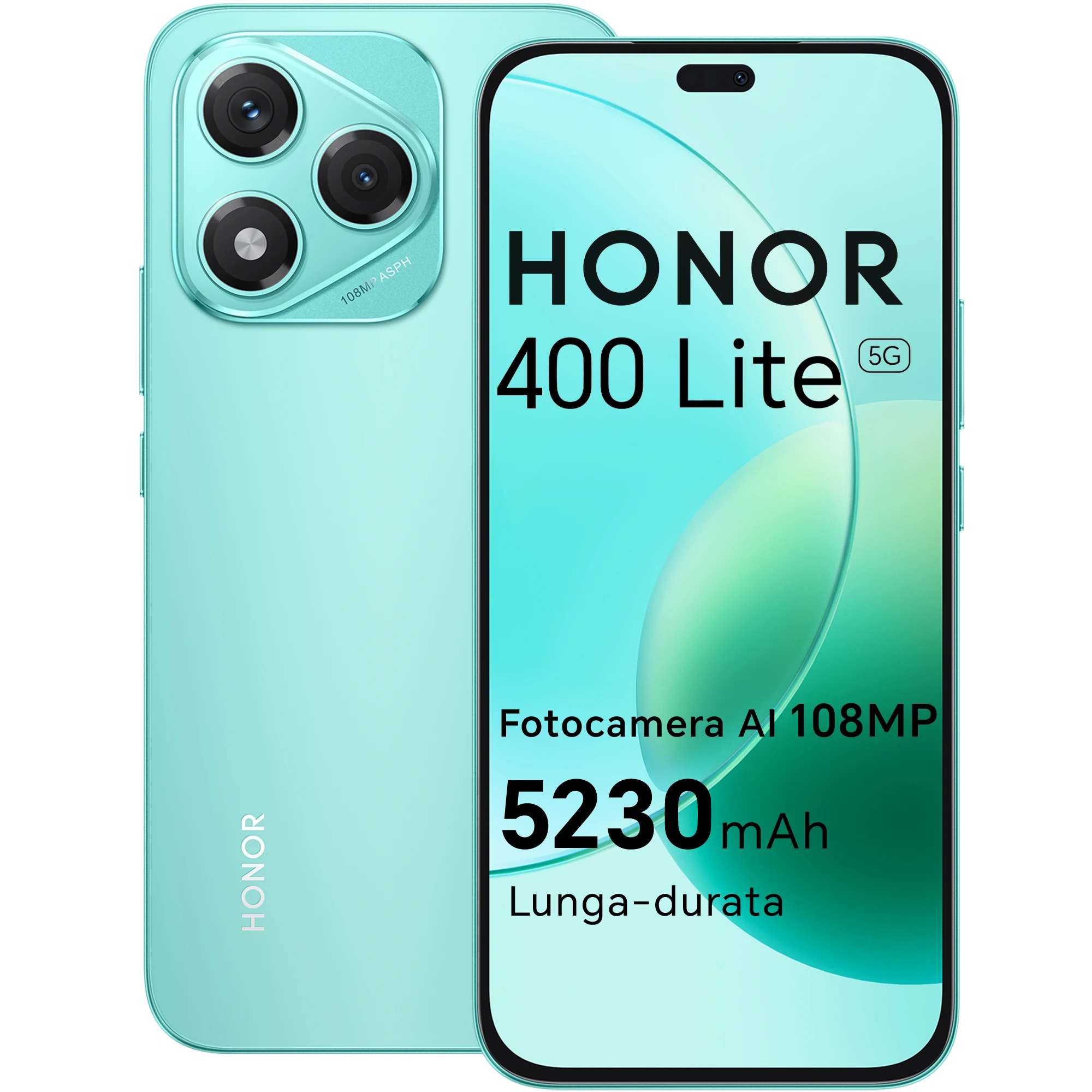 Smartphone HONOR 400 Lite 5G, 8 Go de RAM, 256 Go de stockage, double SIM, NFC, 5230 mAh, 108 MP avec bouton IA, téléphone Android 15, écran AMOLED Eye-Care de 6,7 pouces, IP64 et SGS 400Lite